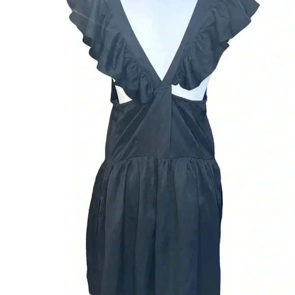 Nordstrom Treasure Bond Women’s Black Ruffle Strap Dress Halter Neck Open back - Picture 3 of 5